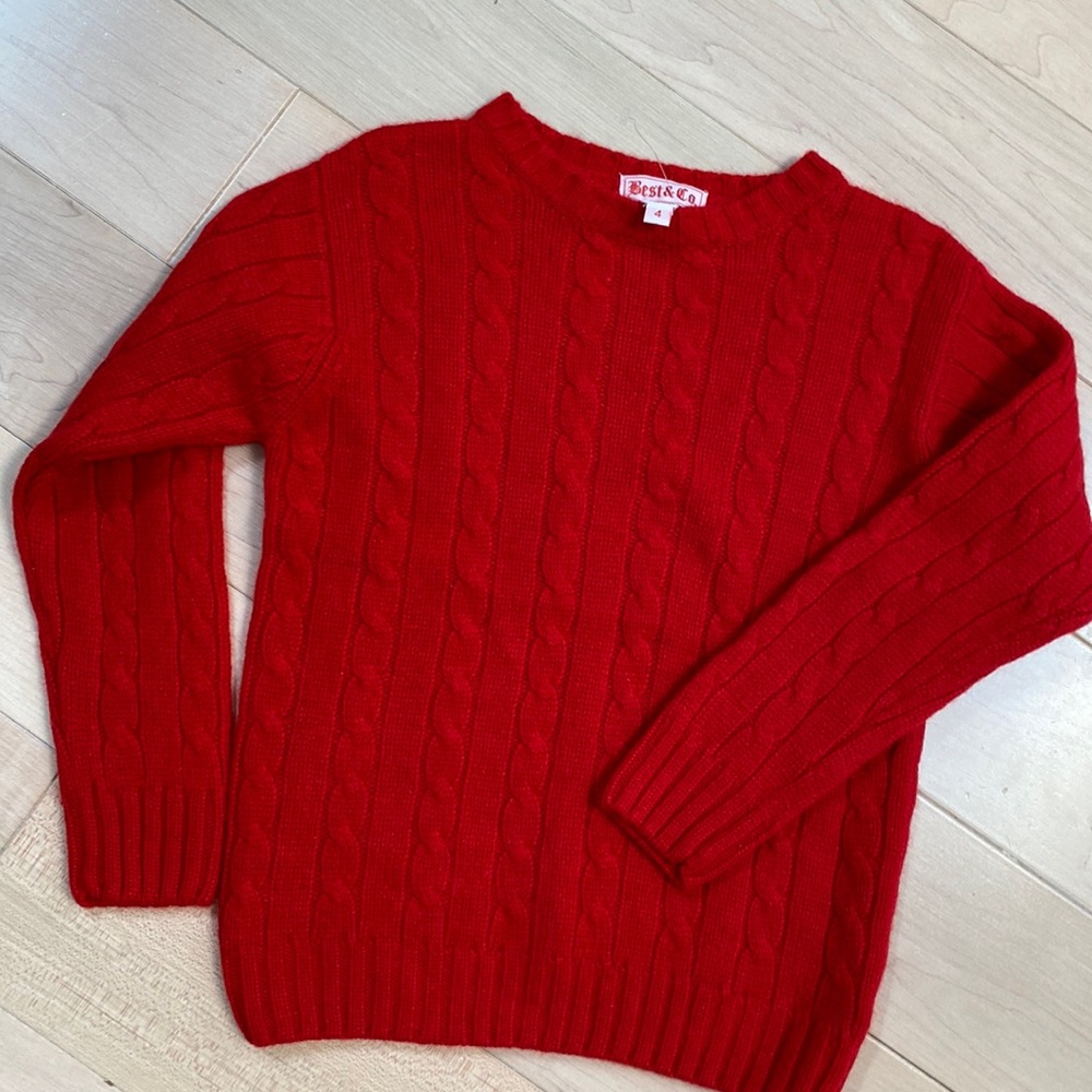 Best & Co 100% cable knit cashmere girls sweater 4-6